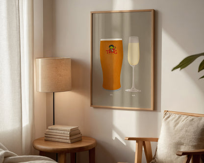 Tring Beer & Prosecco Glass Print