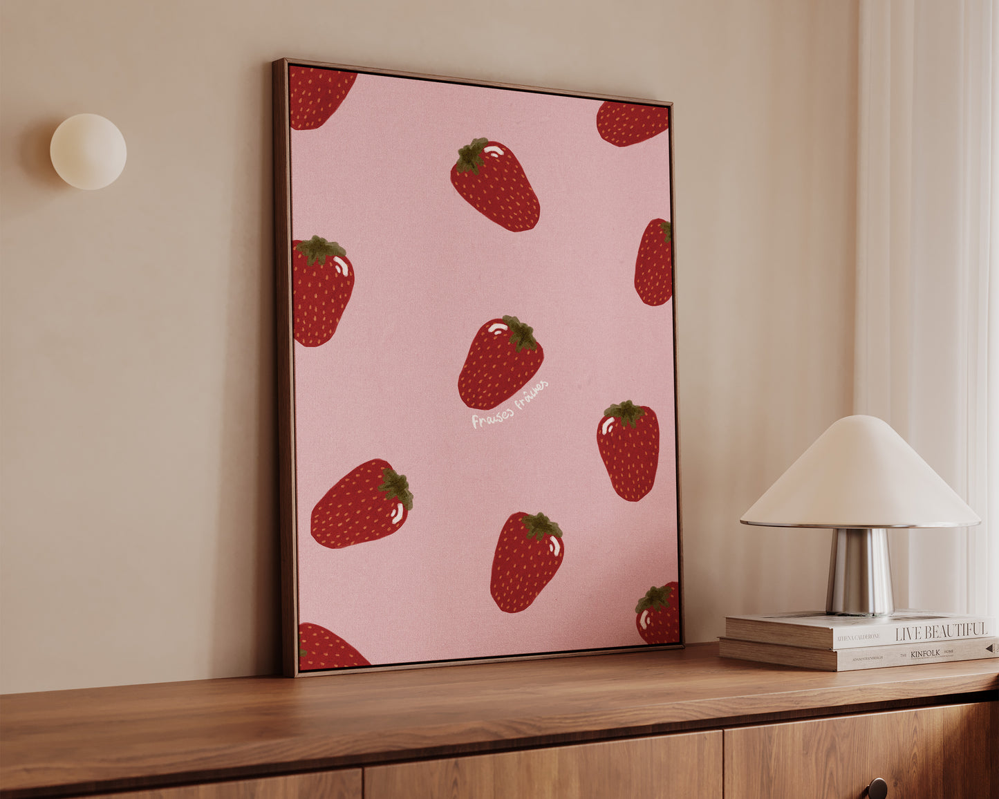 Pink Strawberries Canvas