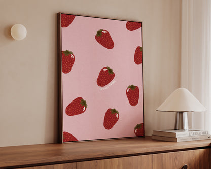 Pink Strawberries Canvas
