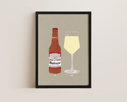 Budweiser & White Wine Print