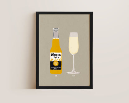 Corona & Prosecco Glass Print