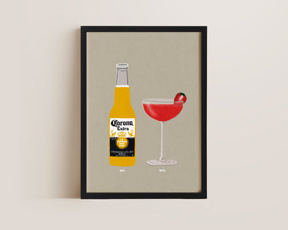 Corona & Strawberry Daiquiri Print
