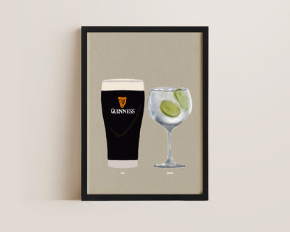 Guinness And Gin & Tonic Print