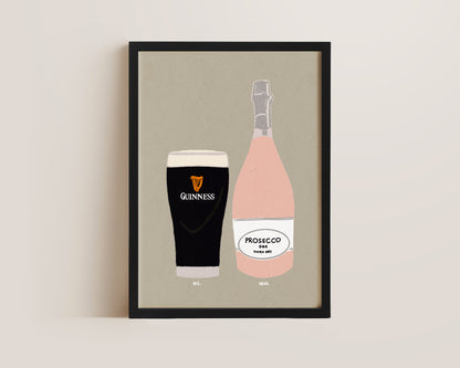 Guinness & Pink Prosecco Print