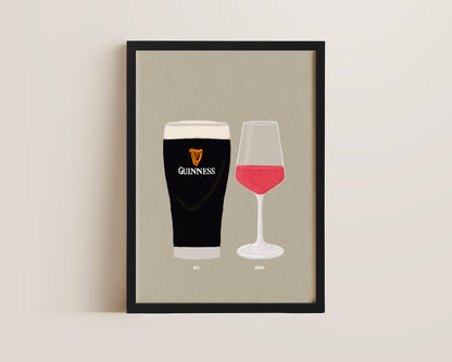 Guinness & Rose Wine Print