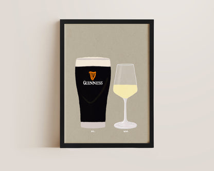 Guinness & Small White Wine Print