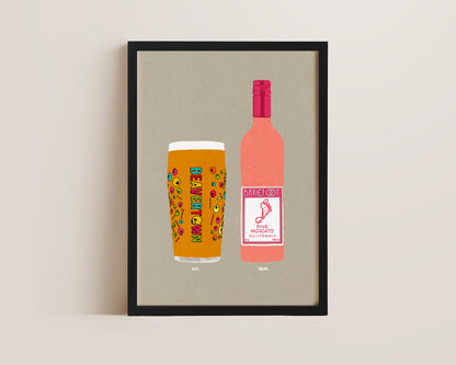 Neck Oil & Pink Moscato Print