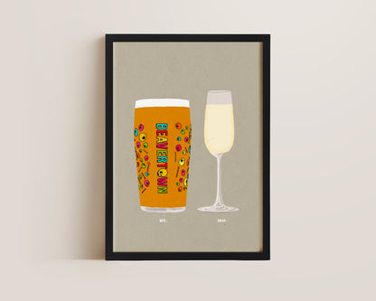 Neck Oil & Prosecco Glass Print