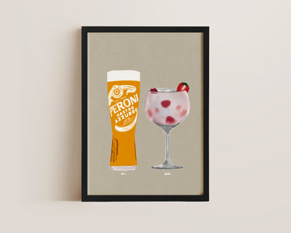 Peroni & Pink Gin Print
