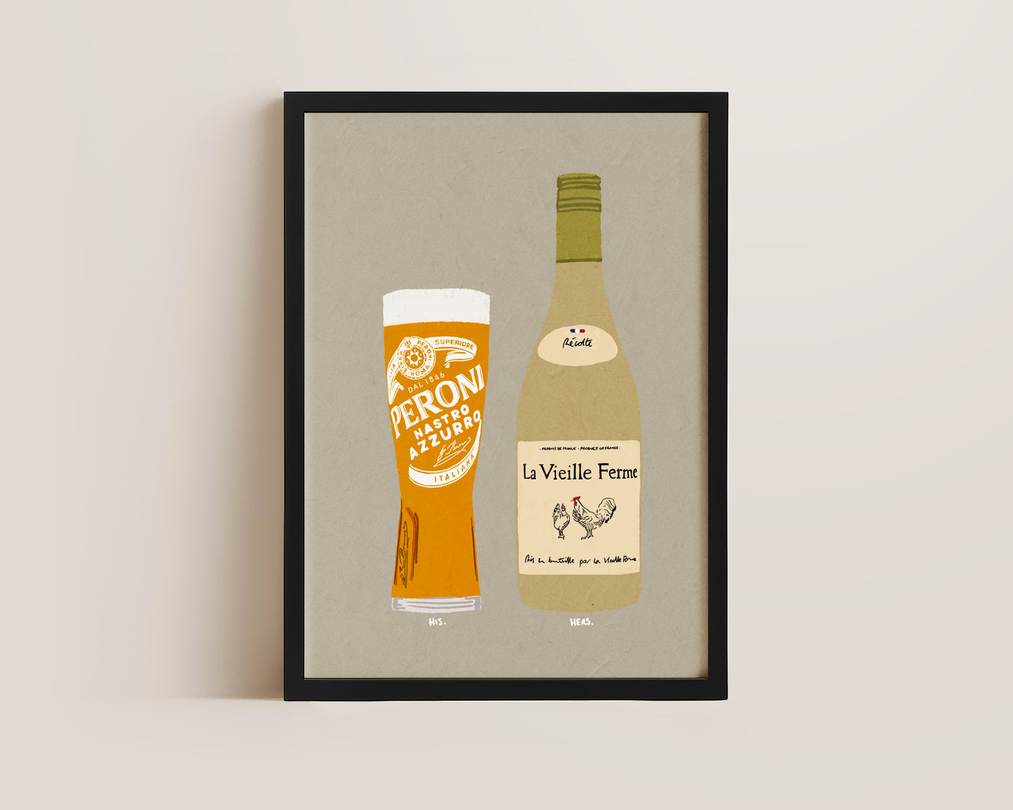 Peroni & White Chicken Wine Print