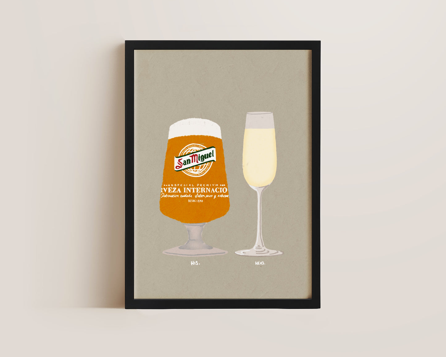 San Miguel & Prosecco Glass Print