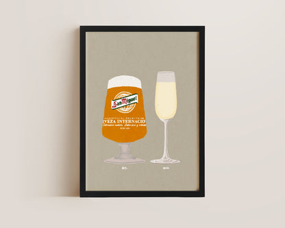 San Miguel & Prosecco Glass Print
