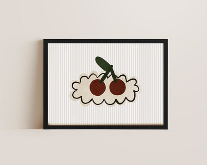 Striped Cherries Print