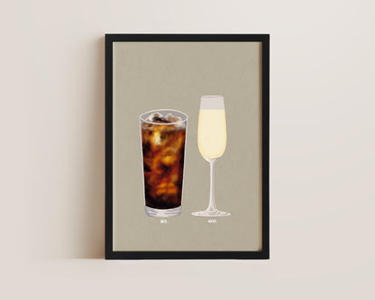 Whisky and Coke & Prosecco Glass Print
