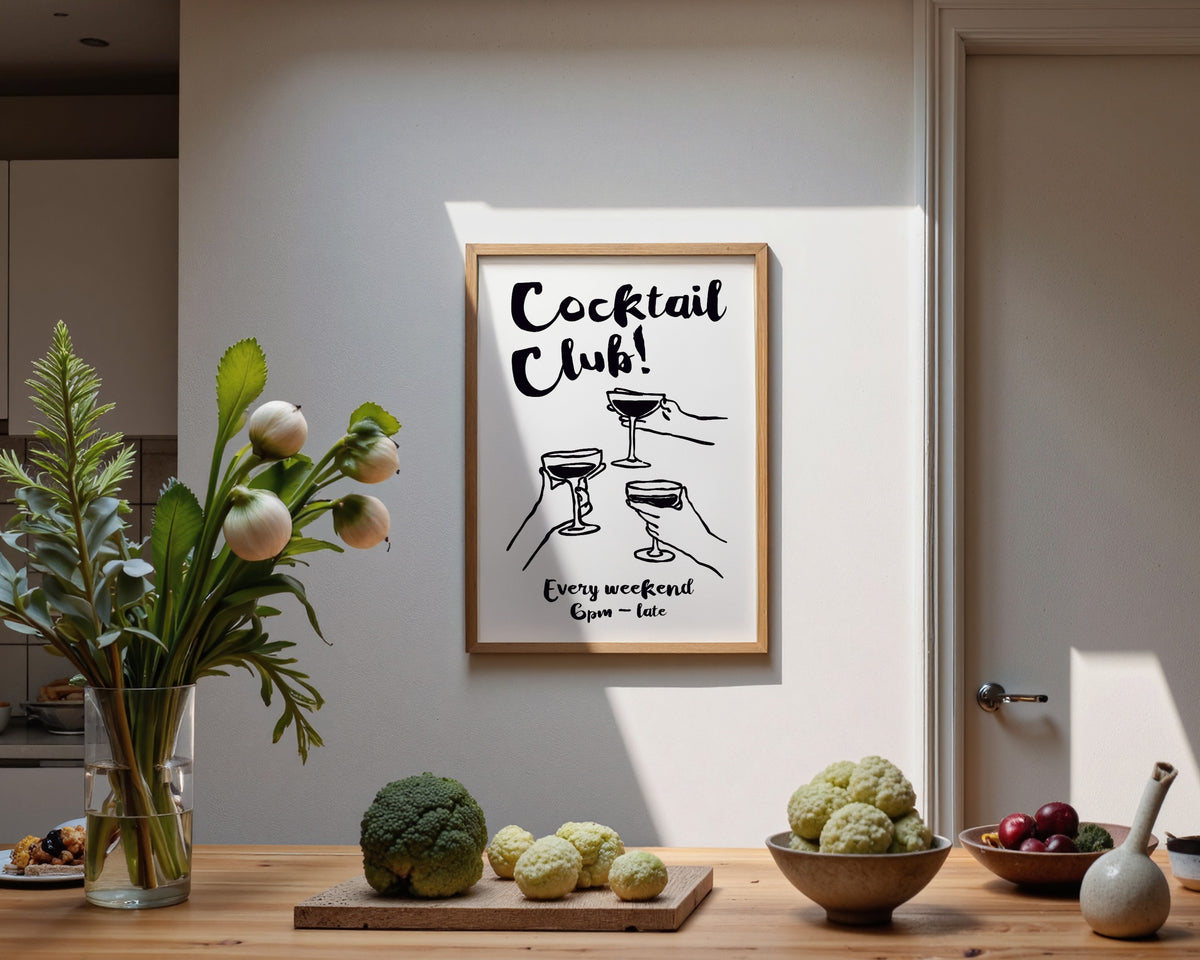 Cocktail Club In Black Print