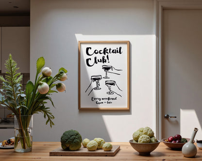 Cocktail Club In Black Print