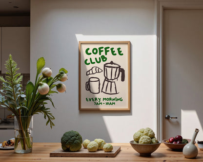 Coffee Club Print In Green