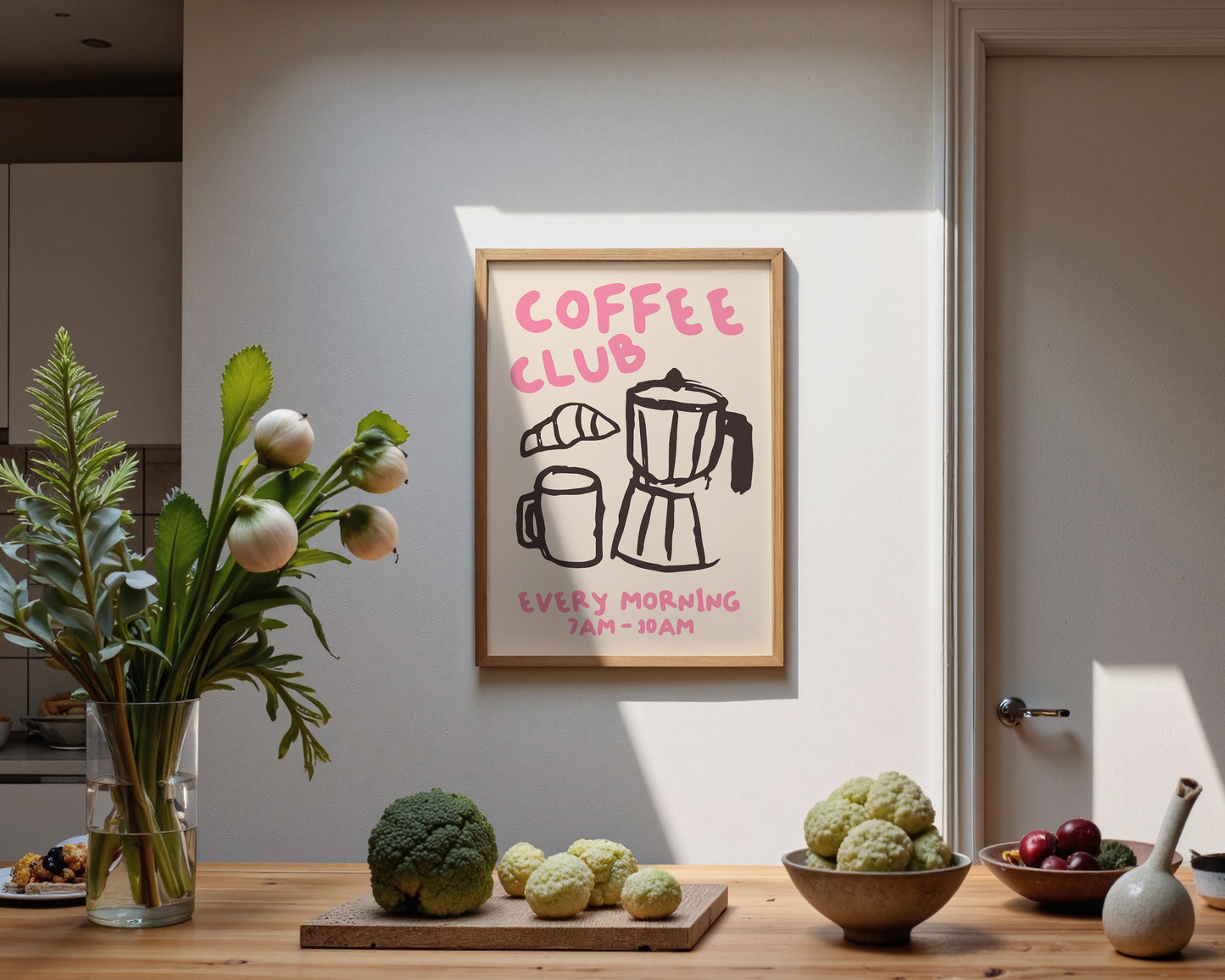 Coffee Club Print In Pink