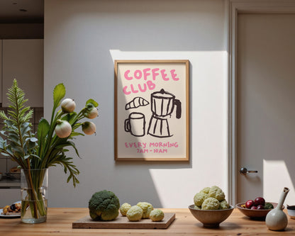 Coffee Club Print In Pink