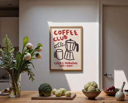 Coffee Club Print In Red