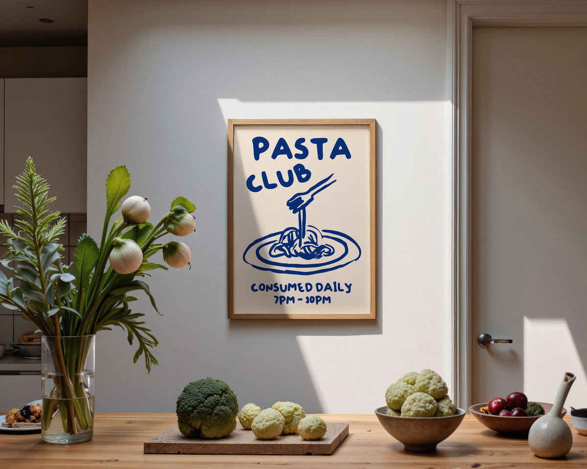 Pasta Club In Blue Print