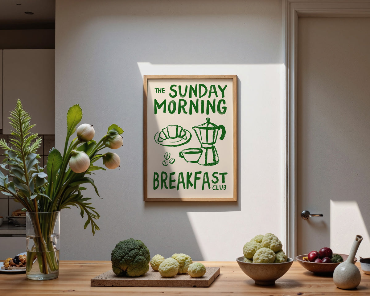 Sunday Morning Breakfast Club In Green Print