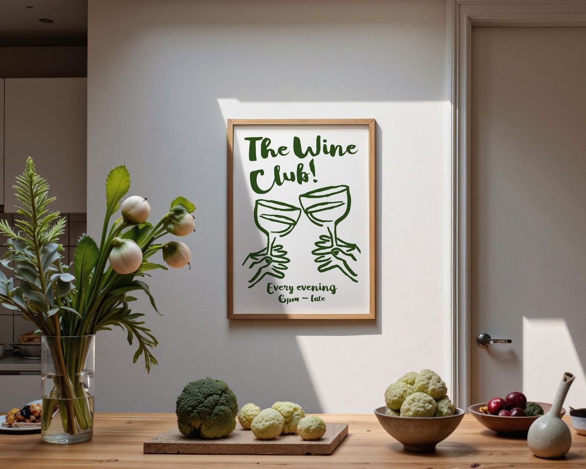 The Wine Club In Green Print
