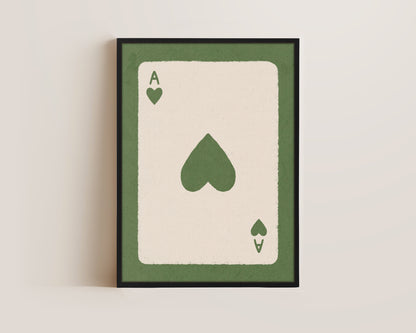 Ace Of Hearts Green Canvas