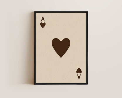 Ace Of Hearts Brown Canvas