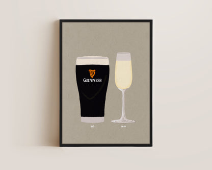 Guinness & Prosecco Glass Canvas