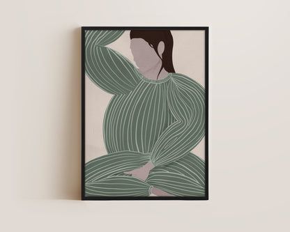 Green Striped Lady No.2 Canvas