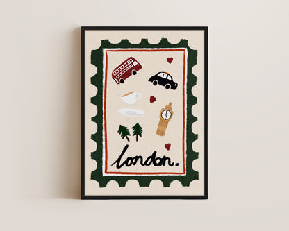 London Postage Stamp Canvas