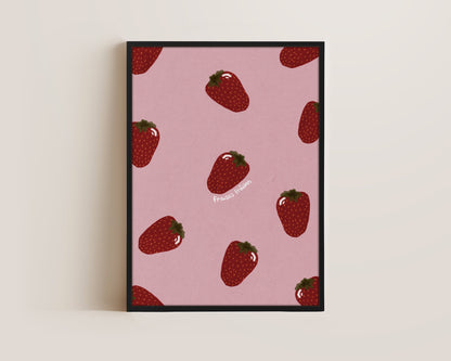Pink Strawberries Canvas