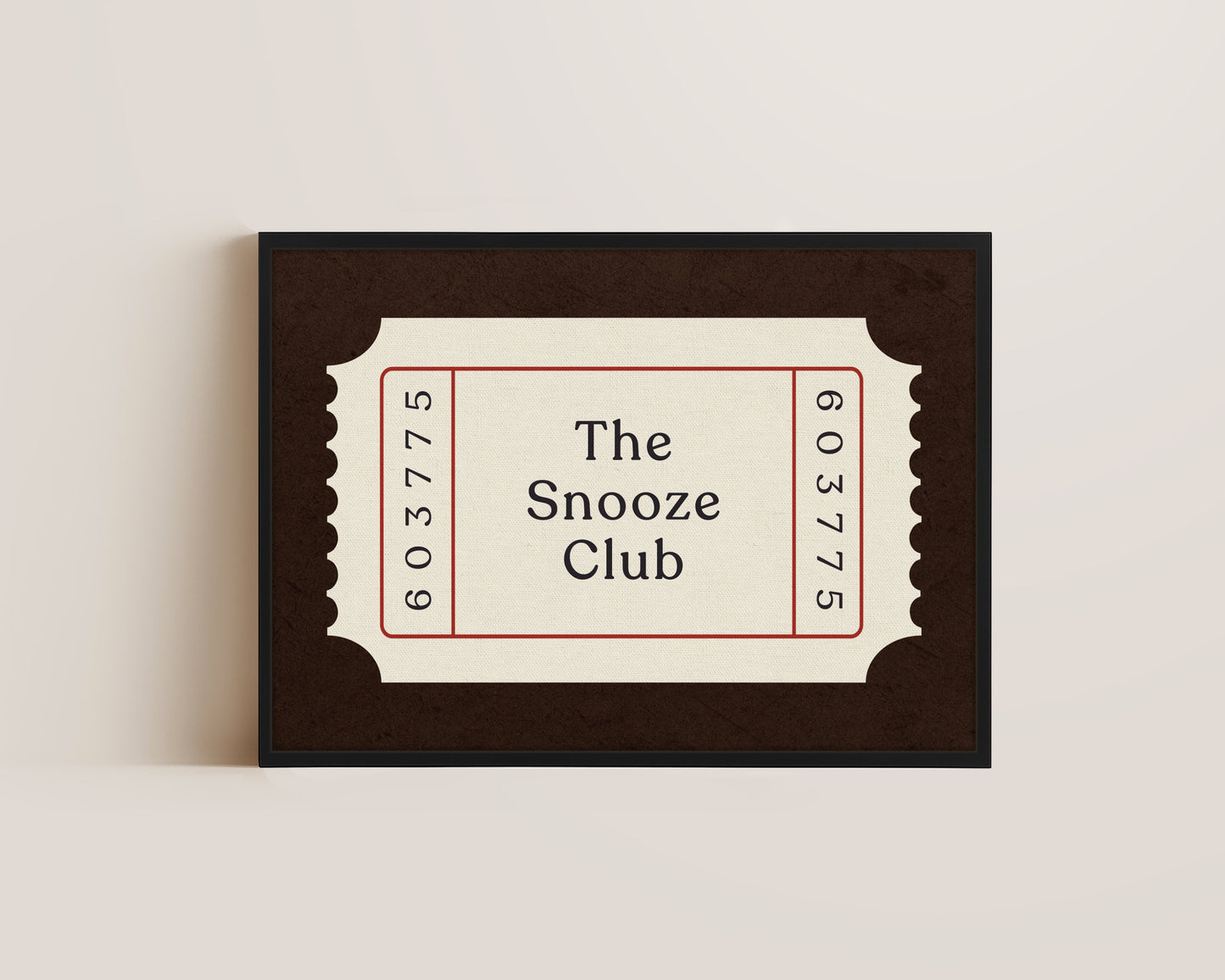 The Snooze Club Ticket Canvas