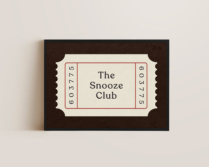The Snooze Club Ticket Canvas