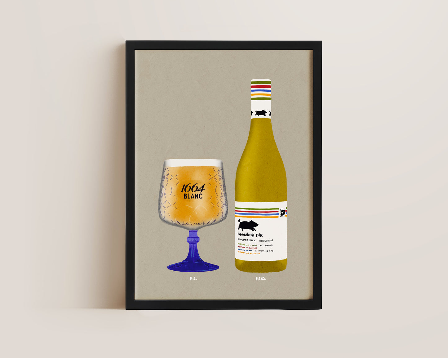 Kronenburg Blanc 1664 Pint & Squealing Pig Wine Print