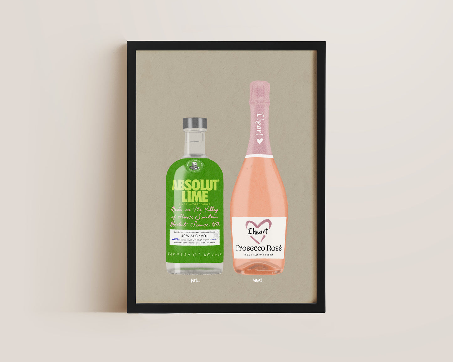 Absolut Lime & I Heart Prosecco Print
