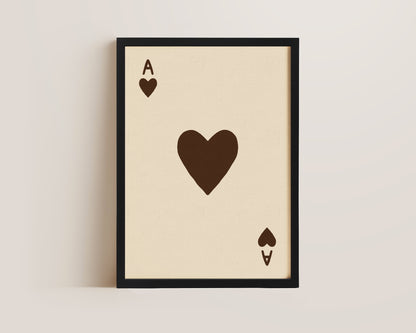 Ace Of Hearts Brown Print