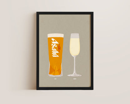 Asahi & Champagne Print