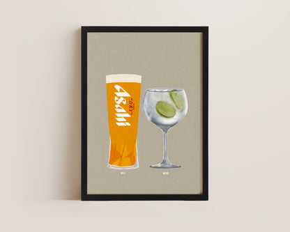 Asahi & G&T Print