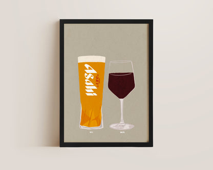 Asahi & Red Wine Print