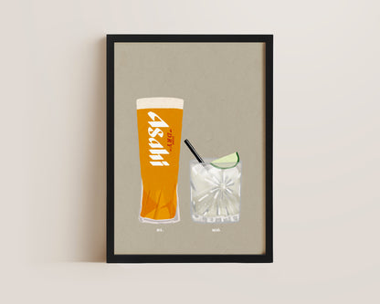 Asahi & Vodka Lime Print