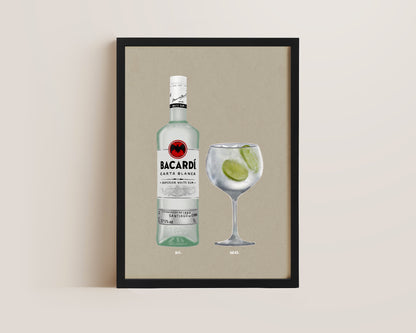 Bacardi Rum & G&T Print