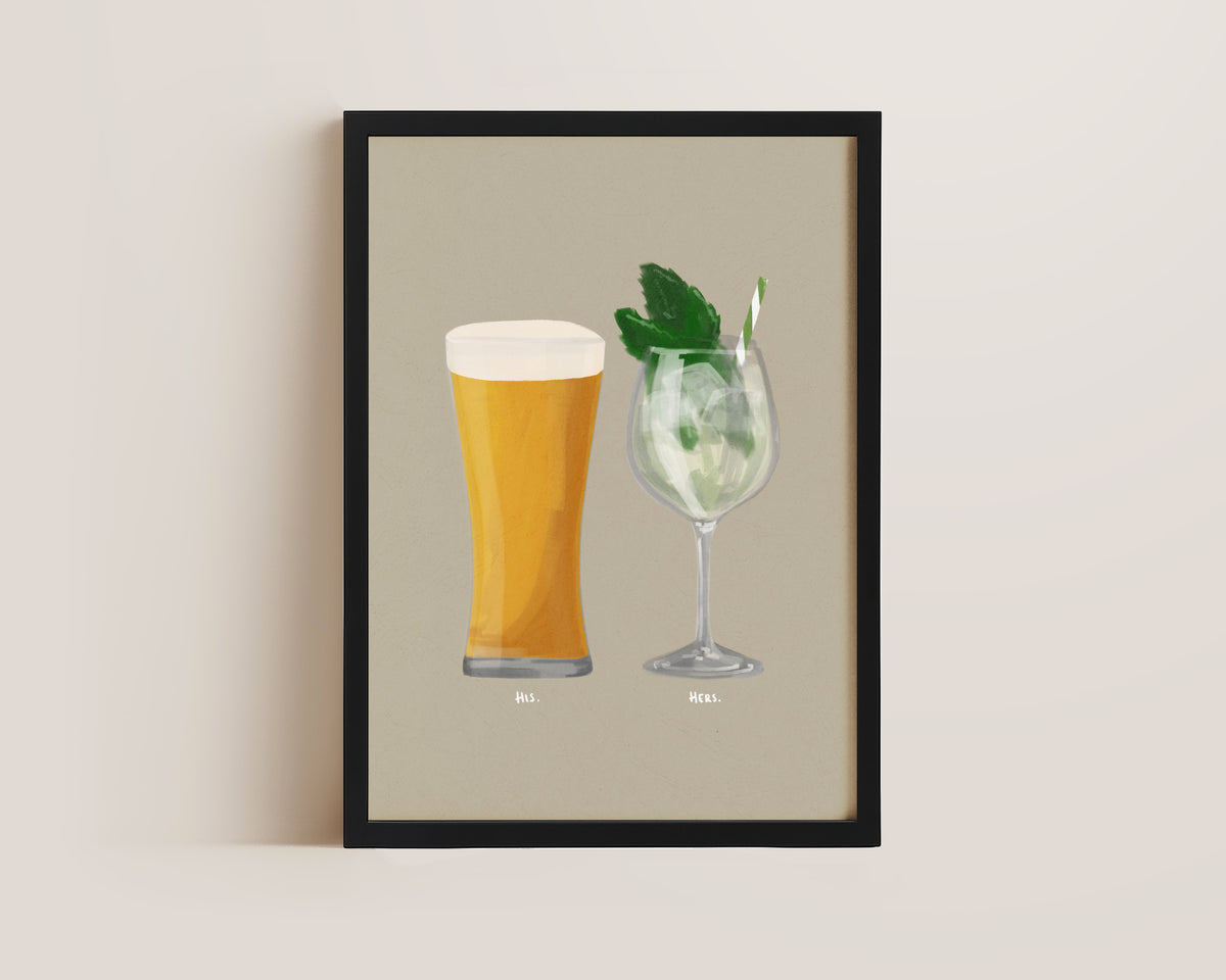 Beer No. 2 & Hugo Spritz Couples Drink Print