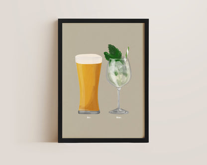 Beer No. 2 & Hugo Spritz Couples Drink Print