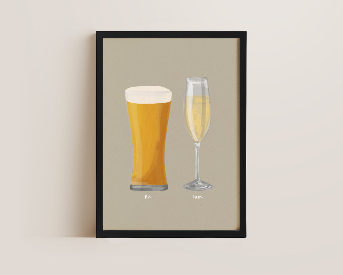 Beer No. 2 & Prosecco Couples Drink Print