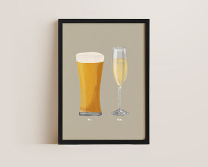 Beer No. 2 & Prosecco Couples Drink Print