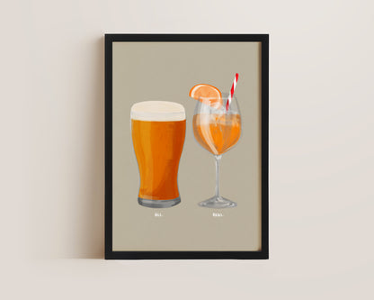 Beer & Aperol Spritz Couples Drink Print