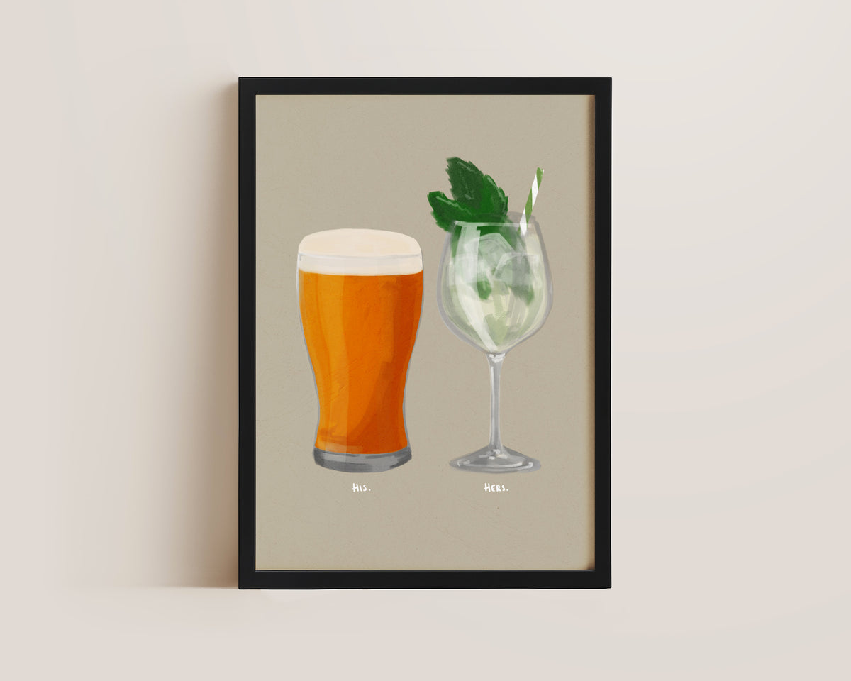 Beer & Hugo Spritz Couples Drink Print