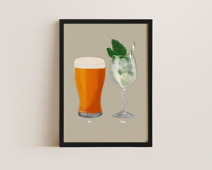 Beer & Hugo Spritz Couples Drink Print